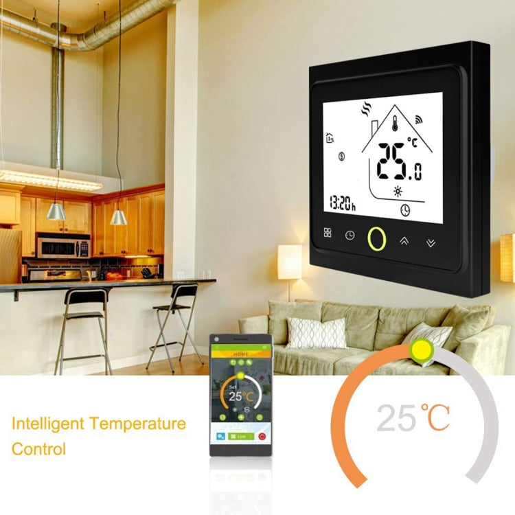 BHT-002GALW 3A Load Water Heating Type LCD Digital Heating Room Thermostat with Time Display, WiFi Control(Black) - Indoor Thermometer by PMC TechLife | Online Shopping South Africa | PMC TechLife