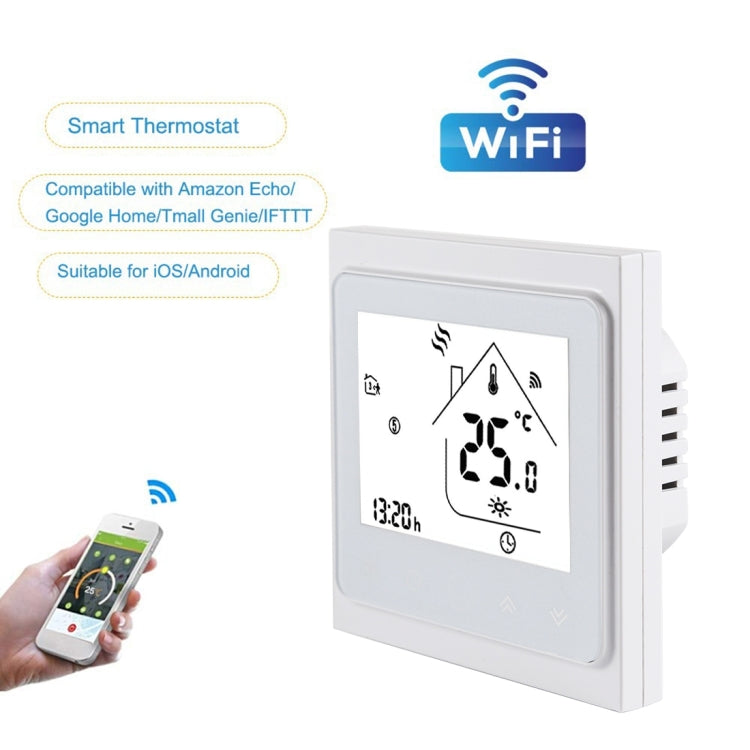BHT-002GALW 3A Load Water Heating Type LCD Digital Heating Room Thermostat with Time Display, WiFi Control(White) - Indoor Thermometer by PMC TechLife | Online Shopping South Africa | PMC TechLife