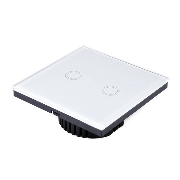 86mm 2 Gang Tempered Glass Panel Wall Switch Smart Home Light Touch Switch with RF433 Remote Controller, AC 110V-240V(White) - Smart Switch by PMC TechLife | Online Shopping South Africa | PMC TechLife