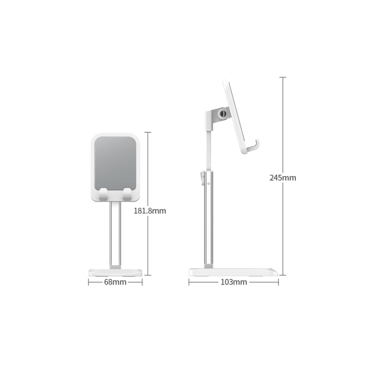 ROCK RPH0944 Adjustable Lifting 90 Degree Rotation ABS Stand Desktop Phone Tablet Holder(White) - Desktop Holder by ROCK | Online Shopping South Africa | PMC Jewellery