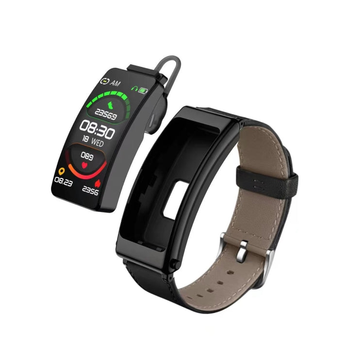 K13 1.14 inch Leather Band Earphone Detachable Smart Watch Support Bluetooth Call (Black) -  by PMC TechLife | Online Shopping South Africa | PMC TechLife