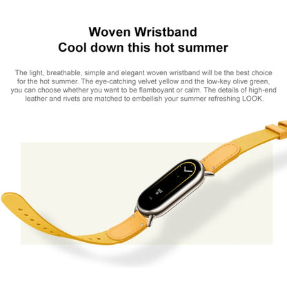 Original For Xiaomi Mi Band 8 Nylon Braided + Leather Watch Band(Yellow) - Watch Bands by Xiaomi | Online Shopping South Africa | PMC Jewellery