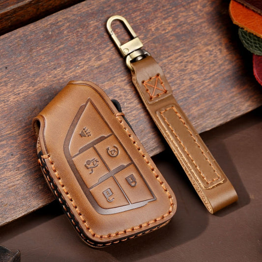 For Cadillac / CT5 / CT6 / XT6 C088 Car Key Leather Protective Case (Brown) - Car Key Cases by PMC Jewellery | Online Shopping South Africa | PMC Jewellery