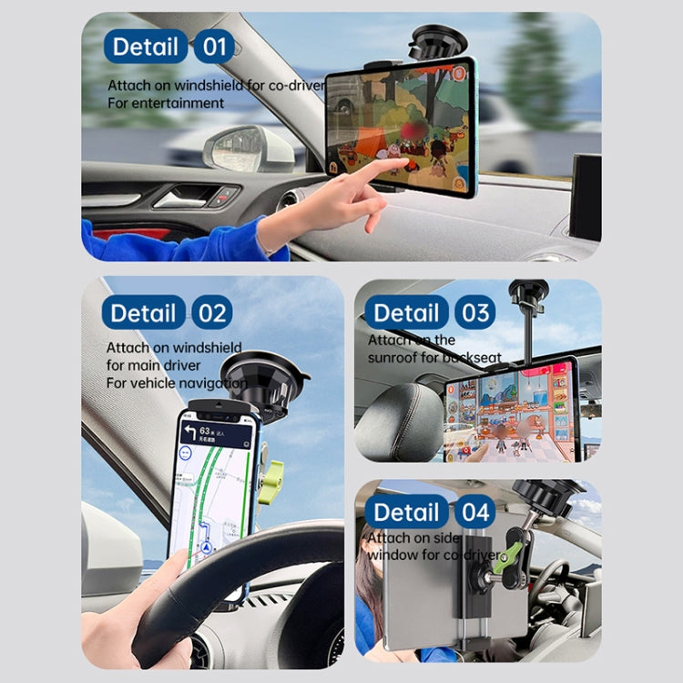 UBA-P1L Car Flexible Tablet Suction Cup Clamp Holder with Extension Rod without Remote Control - Car Holders by PMC TechLife | Online Shopping South Africa | PMC TechLife