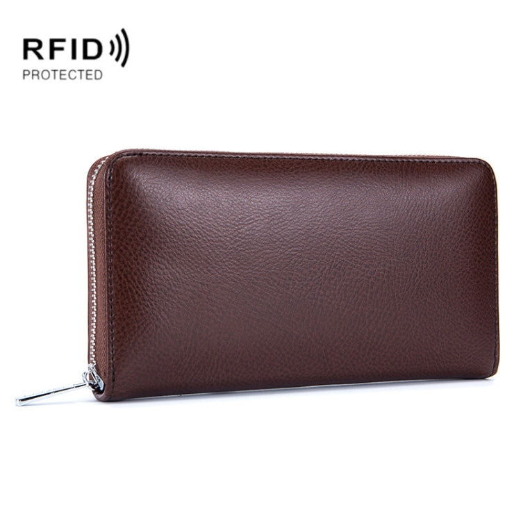 Two-Layer Cowhide Leather Organ Card Holder Multiple-Card RFID Anti-Theft Wallet Bag(Coffee) - Antimagnetic RFID Package by PMC Jewellery | Online Shopping South Africa | PMC Jewellery | Buy Now Pay Later Mobicred