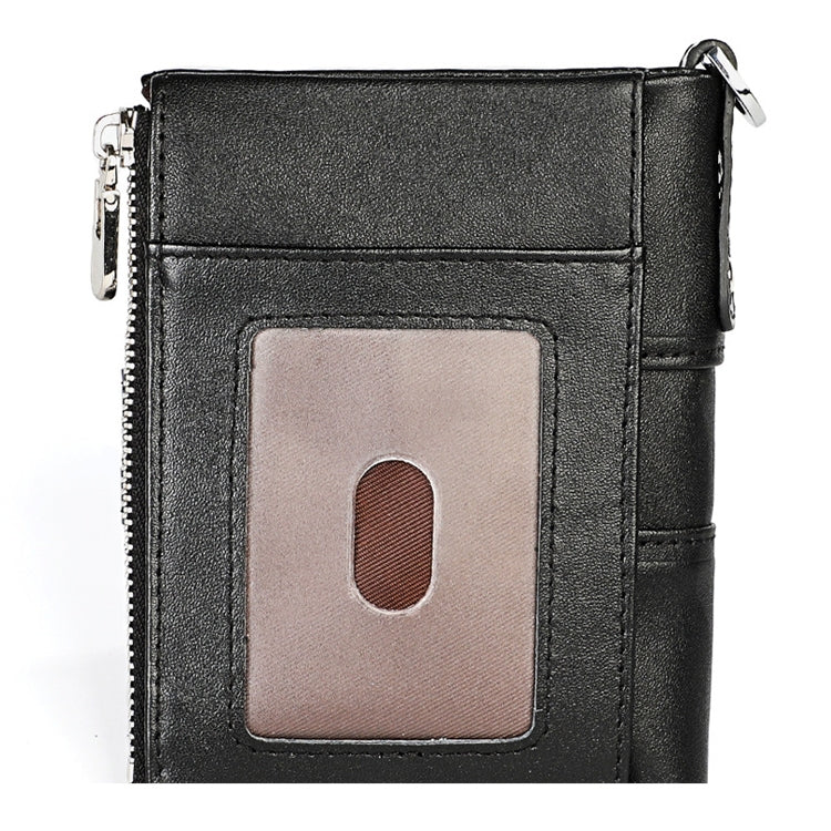 3529 Retro Crazy Horse Texture Double Zipper Anti-magnetic RFID Wallet for Man with Card Slots (Black) - Antimagnetic RFID Package by PMC Jewellery | Online Shopping South Africa | PMC Jewellery | Buy Now Pay Later Mobicred