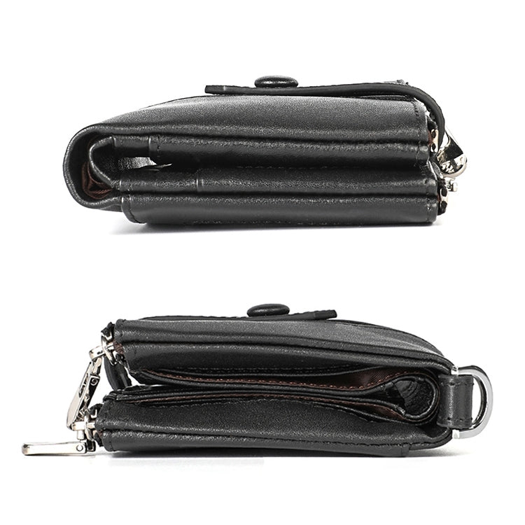 3529 Retro Crazy Horse Texture Double Zipper Anti-magnetic RFID Wallet for Man with Card Slots (Black) - Antimagnetic RFID Package by PMC Jewellery | Online Shopping South Africa | PMC Jewellery | Buy Now Pay Later Mobicred