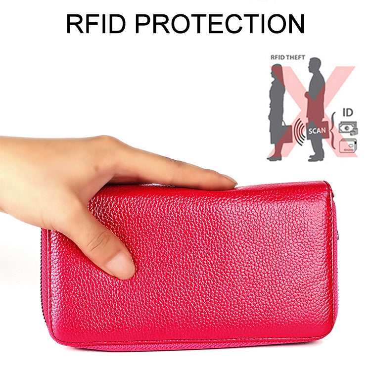 KB196 Top-grain Leather Large Capacity Multi-function 36-Bit Anti-magnetic RFID Organ Card Package Wallet(Rose Red) - Antimagnetic RFID Package by PMC TechLife | Online Shopping South Africa | PMC TechLife | Buy Now Pay Later Mobicred