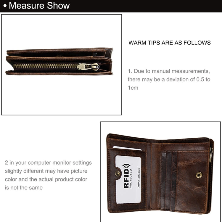 8231 Antimagnetic RFID Men Fashion Crazy Horse Textyure Genuine Leather Wallet Card Bag(Coffee) - Antimagnetic RFID Package by PMC Jewellery | Online Shopping South Africa | PMC Jewellery | Buy Now Pay Later Mobicred