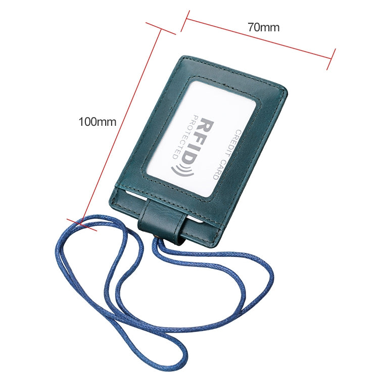 KB153 Antimagnetic RFID Leather Card Holder ID Card Badge with Lanyard(Blue) - free shipping - PMC TechLife - Order now!
