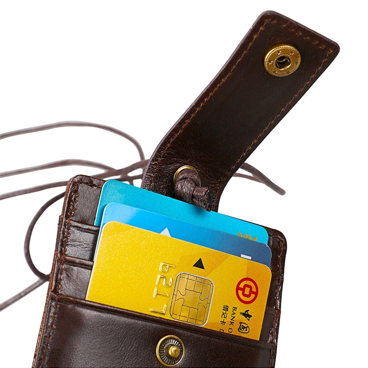 KB153 Antimagnetic RFID Leather Card Holder ID Card Badge with Lanyard(Yellowish-brown) - Antimagnetic RFID Package by PMC Jewellery | Online Shopping South Africa | PMC Jewellery | Buy Now Pay Later Mobicred