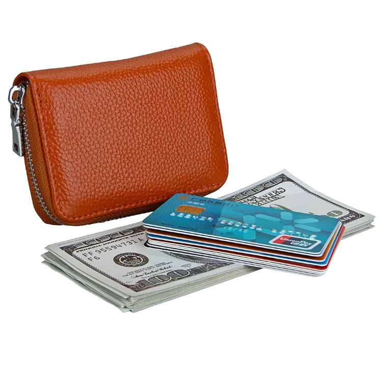 KB205 Antimagnetic RFID Litchi Texture Leather Zipper Large-capacity Card Holder Wallet(Brown) - Antimagnetic RFID Package by PMC Jewellery | Online Shopping South Africa | PMC Jewellery | Buy Now Pay Later Mobicred