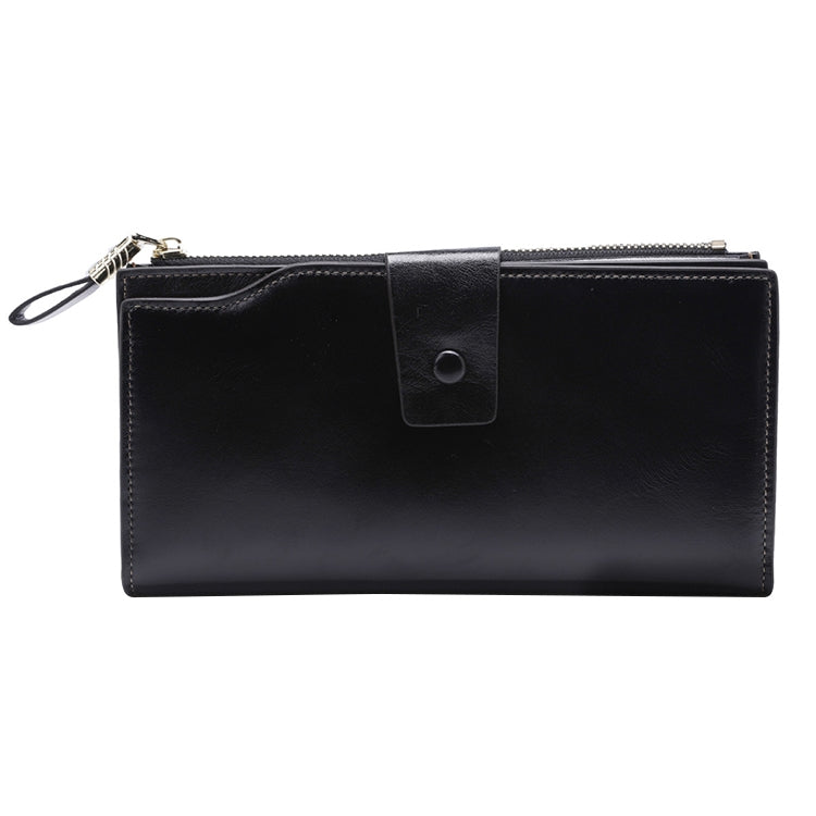 8236 Antimagnetic RFID Multi-function Oil Wax Leather Lady Wallet Large-capacity Purse (Black) - free shipping - PMC TechLife - Order now!