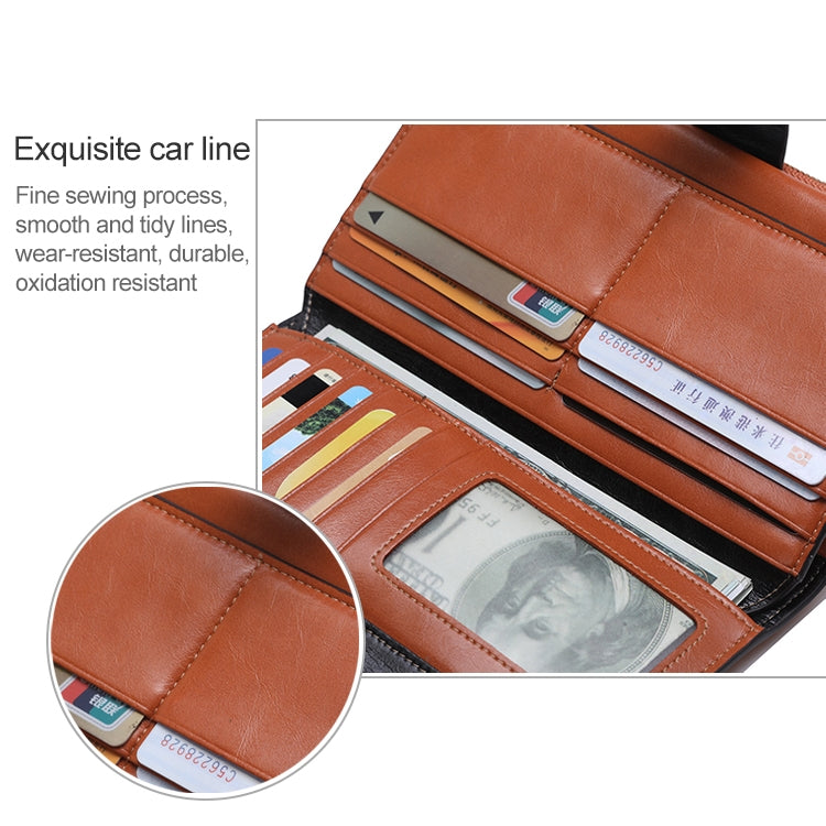 8236 Antimagnetic RFID Multi-function Oil Wax Leather Lady Wallet Large-capacity Purse (Purple) - Antimagnetic RFID Package by PMC TechLife | Online Shopping South Africa | PMC TechLife | Buy Now Pay Later Mobicred
