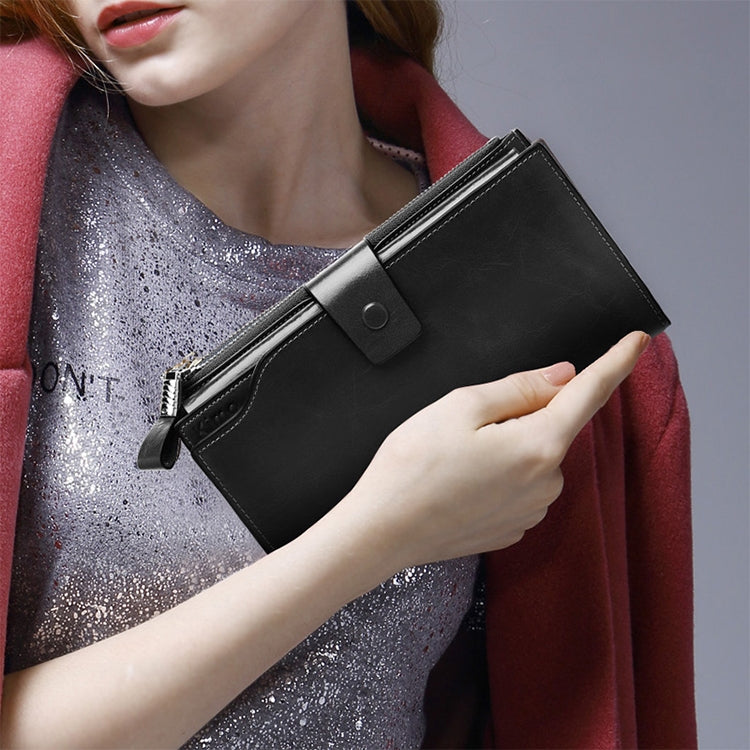 8236 Antimagnetic RFID Multi-function Oil Wax Leather Lady Wallet Large-capacity Purse (Red) - free shipping - PMC TechLife - Order now!
