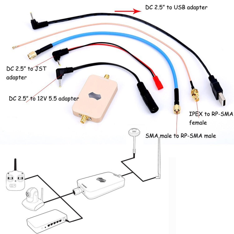 SH-RC58G2W 5.8GHz 2W Wireless WiFi Signal Booster Amplifier for UAV RC (Gold) - Transmitter and Receiver by PMC Jewellery | Online Shopping South Africa | PMC Jewellery