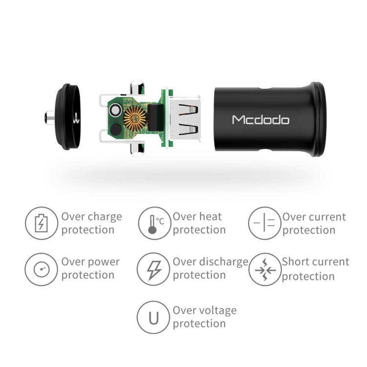 Mcdodo CC-3851 Dual USB Ports Smart Car Charger, For iPhone, iPad, Samsung, HTC, Sony, LG, Huawei, Lenovo, and other Smartphones or Tablet(Black) - Car Charger by Mcdodo | Online Shopping South Africa | PMC Jewellery