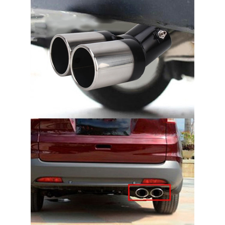 Universal Car Styling Stainless Steel Curved Double Outlets Exhaust Tail Muffler Tip Pipe(Black) - Exhaust Pipes by PMC Jewellery | Online Shopping South Africa | PMC Jewellery