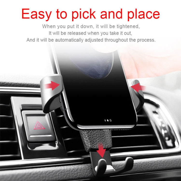 Litchi Texture Gravity Car Mount Phone Holder (Black) - Car Holders by PMC TechLife | Online Shopping South Africa | PMC TechLife