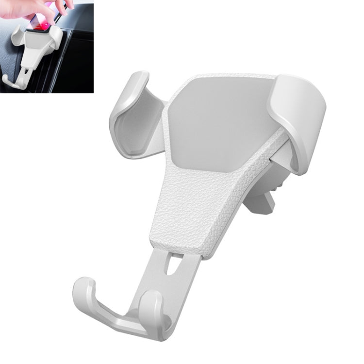 Litchi Texture Gravity Car Mount Phone Holder (White) - Car Holders by PMC TechLife | Online Shopping South Africa | PMC TechLife