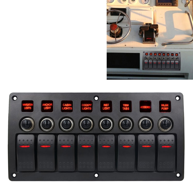 3Pin 8 Way Switches Combination Switch Panel with Light and Projector Lens for Car RV Marine Boat - Car Switches by PMC Jewellery | Online Shopping South Africa | PMC Jewellery