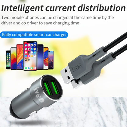 IVON CC38 2.4A Dual USB Car Charger + 1m USB to Micro USB Fast Charge Data Cable Set - Car Charger by IVON | Online Shopping South Africa | PMC Jewellery