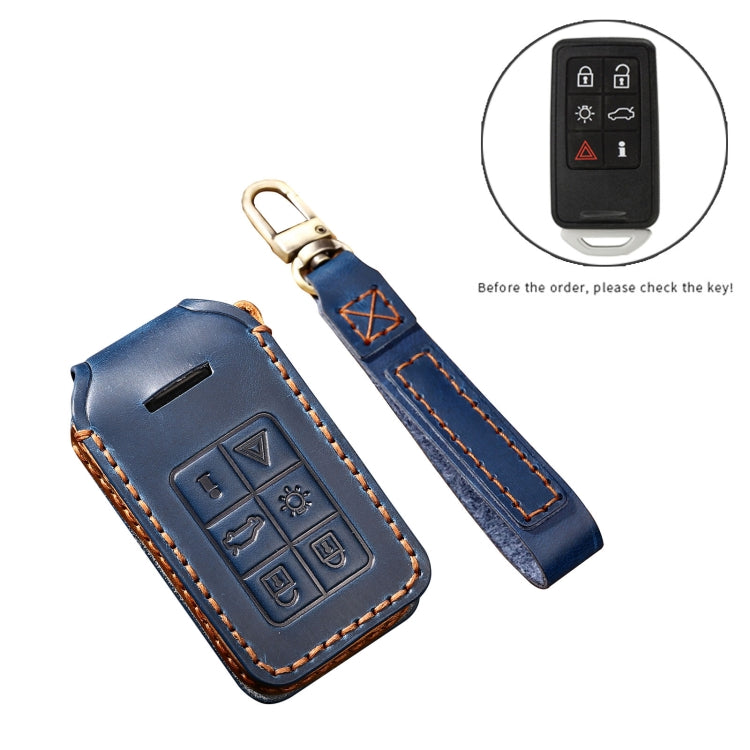 Hallmo Car Cowhide Leather Key Protective Cover Key Case for Volvo 6-button(Black) - free shipping - PMC TechLife - Order now!