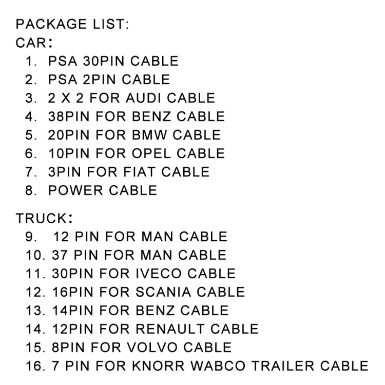 Truck / Car 16 in 1 Conversion Cable Set - Cables & Connectors by PMC Jewellery | Online Shopping South Africa | PMC Jewellery