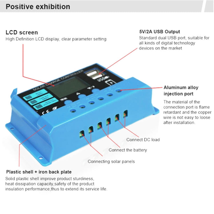 20A Solar Charge Controller 12V / 24V Lithium Lead-Acid Battery Charge Discharge PV Controller - Voltage Stabilizer by PMC TechLife | Online Shopping South Africa | PMC TechLife