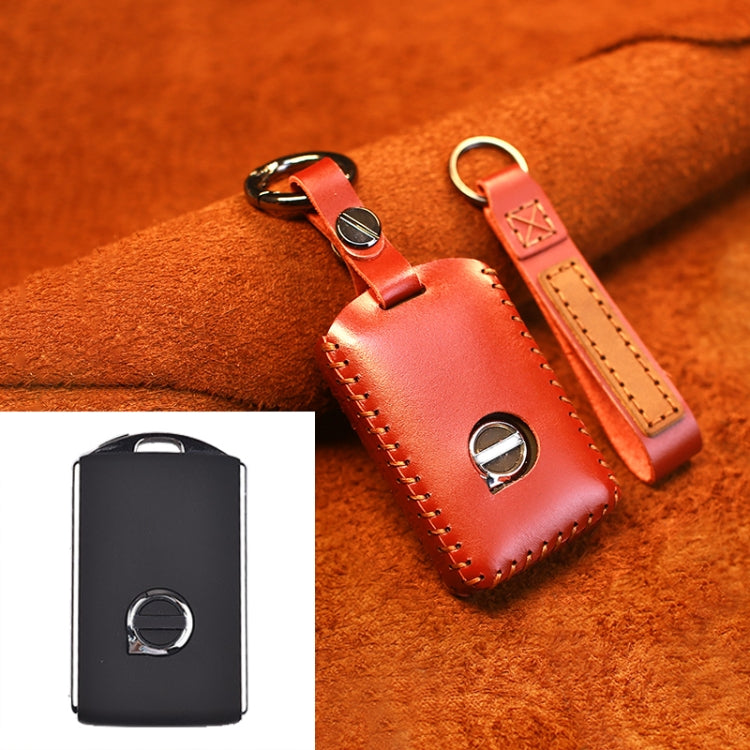 For Volvo Single Slit Style Car Cowhide Leather Key Protective Cover Key Case (Red) - Car Key Cases by PMC TechLife | Online Shopping South Africa | PMC TechLife