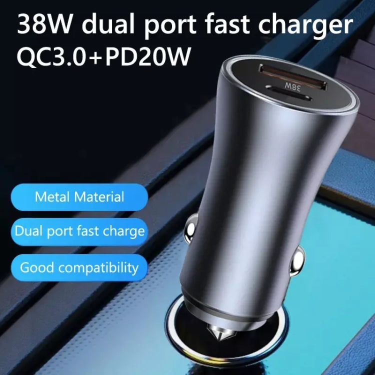 2pcs PD 20W Aluminum Alloy Dual Interface Car Fast Charger (Black) - free shipping - PMC TechLife - Order now!