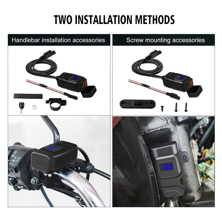 Universal Car Super Quick Dual Port USB Charger Power Outlet Adapter with LED Digital Voltmeter(Blue Light) - DIY Modified Charger by PMC TechLife | Online Shopping South Africa | PMC TechLife