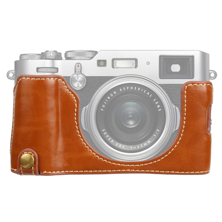 1/4 inch Thread PU Leather Camera Half Case Base for FUJIFILM X100V (Brown) - Half Case by PMC TechLife | Online Shopping South Africa | PMC TechLife | Buy Now Pay Later Mobicred