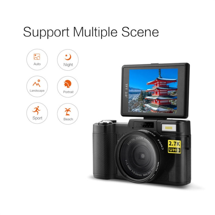 R2 2.7K Vlog Camera 4X Zoom Digital Camera with 3.0 inch Flip Screen (Black) - Children Cameras by PMC TechLife | Online Shopping South Africa | PMC TechLife