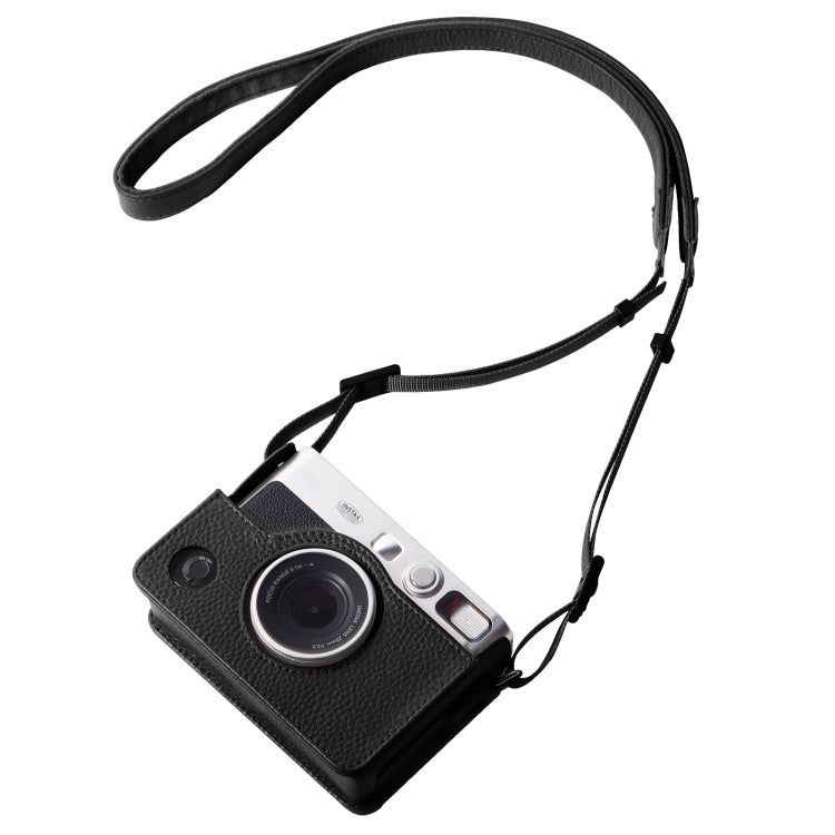 For FUJIFILM instax mini Evo Full Body Camera Genuine Leather Case Bag with Strap(Black) - Leather Bag by PMC Jewellery | Online Shopping South Africa | PMC Jewellery