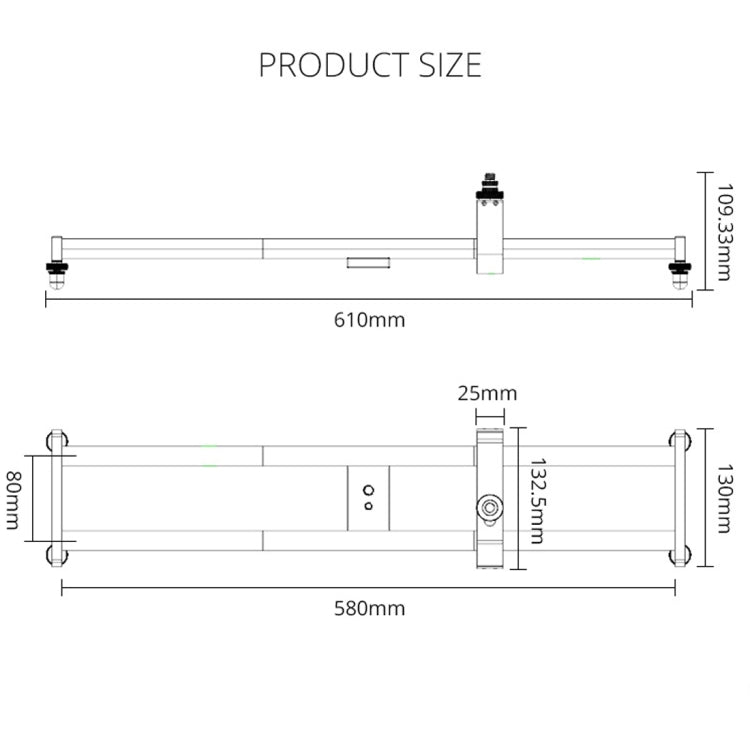 YELANGU YLG0119A 60cm Splicing Slide Rail Track + Trolley Rail Buckle for SLR Cameras / Video Cameras(Black) - Camera Slider by YELANGU | Online Shopping South Africa | PMC Jewellery | Buy Now Pay Later Mobicred