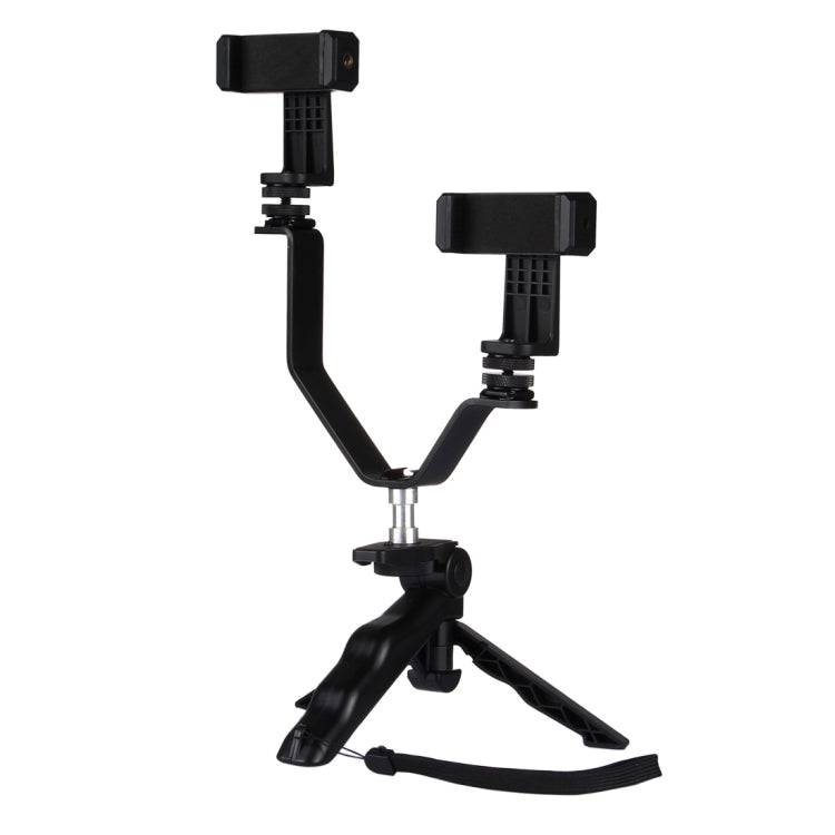 Smartphone Live Broadcast Bracket Grip Folding Tripod Holder Kits with 2x Phone Clips , For iPhone, Galaxy, Huawei, Xiaomi, HTC, Sony, Google and other Smartphones - Selfie Sticks by PMC Jewellery | Online Shopping South Africa | PMC Jewellery