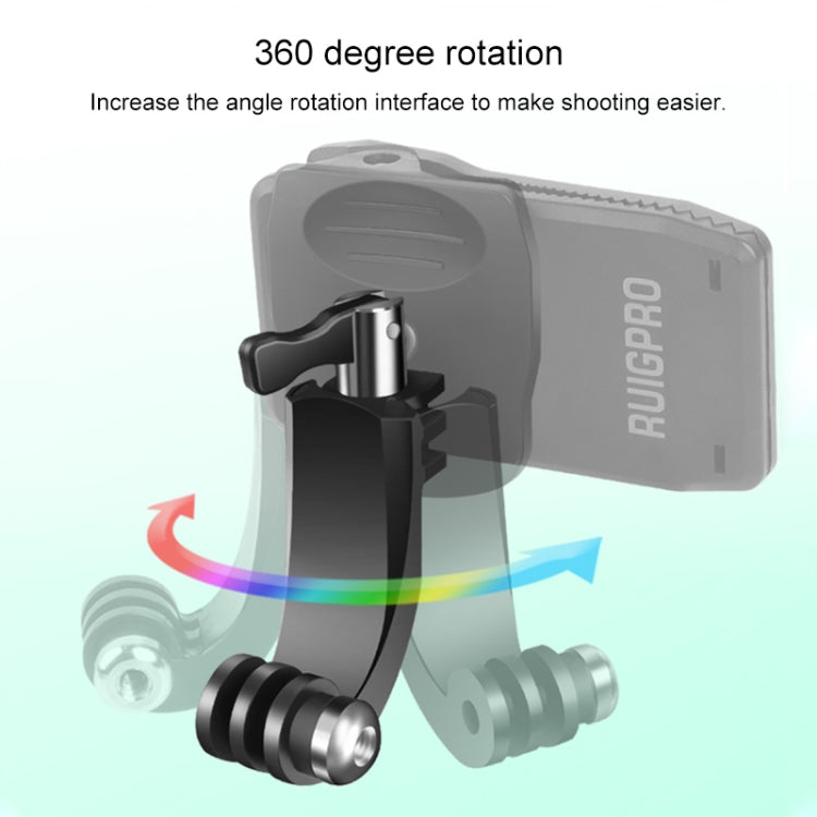 RUIGPRO 360 Degree Rotation J-Type Backpack Rec-Mounts Clip Clamp Mount with Screw for GoPro HERO9 Black / HERO8 Black /HERO7 /6 /5, DJI Osmo Action, Xiaoyi and Other Action Cameras -  by RUIGPRO | Online Shopping South Africa | PMC Jewellery