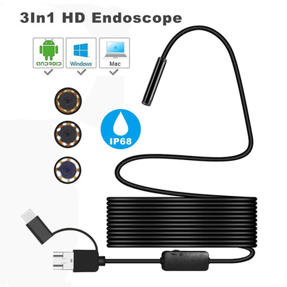Y101 8mm Spiral Head 3 In 1 Waterproof Digital Endoscope Inspection Camera, Length: 10m Hard Cable(Black) -  by PMC Jewellery | Online Shopping South Africa | PMC Jewellery