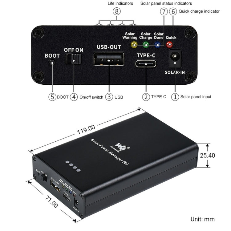 Waveshare Solar Power Manager (C) - free shipping - PMC TechLife - Order now!