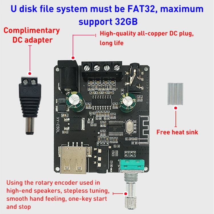 50W MP3 Stereo Audio Digital Power Amplifier Board Bluetooth Amplifier Module, without Shell - Breadboard / Amplifier Board by PMC TechLife | Online Shopping South Africa | PMC TechLife