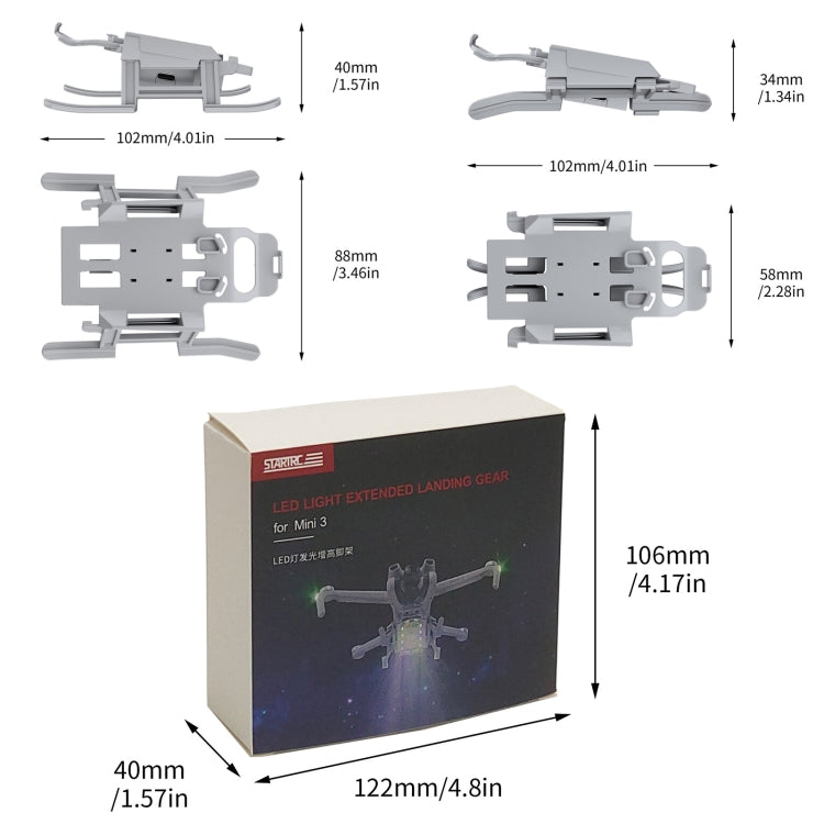 For DJI Mini 3 STARTRC LED Light Folding Anti-fall Heightened Landing Gear Training Rack (Grey) - Other by STARTRC | Online Shopping South Africa | PMC Jewellery | Buy Now Pay Later Mobicred