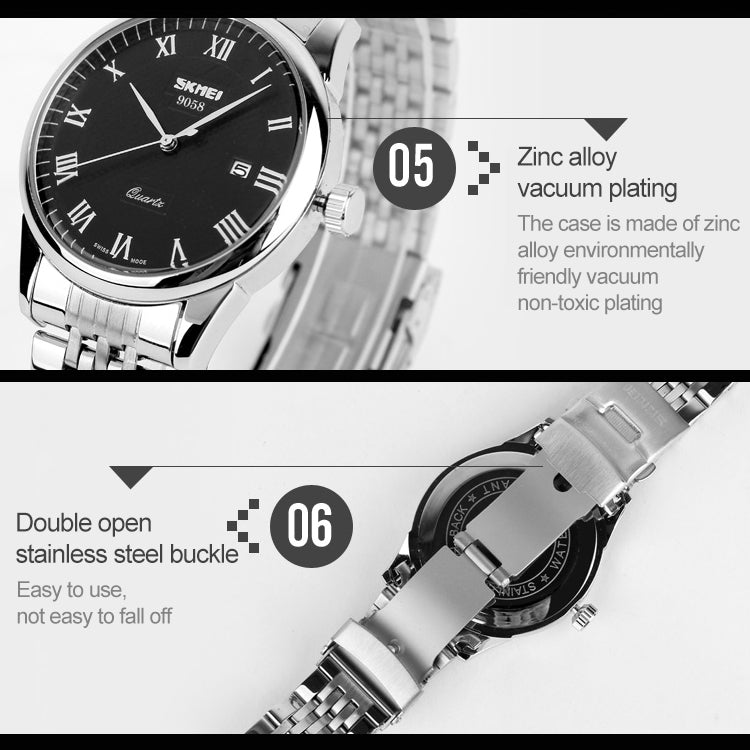 SKMEI 9058 Multifunctional Outdoor Fashion Waterproof Steel Strip Quartz Wrist Watch(Men Style White) - Metal Strap Watches by SKMEI | Online Shopping South Africa | PMC Jewellery | Buy Now Pay Later Mobicred