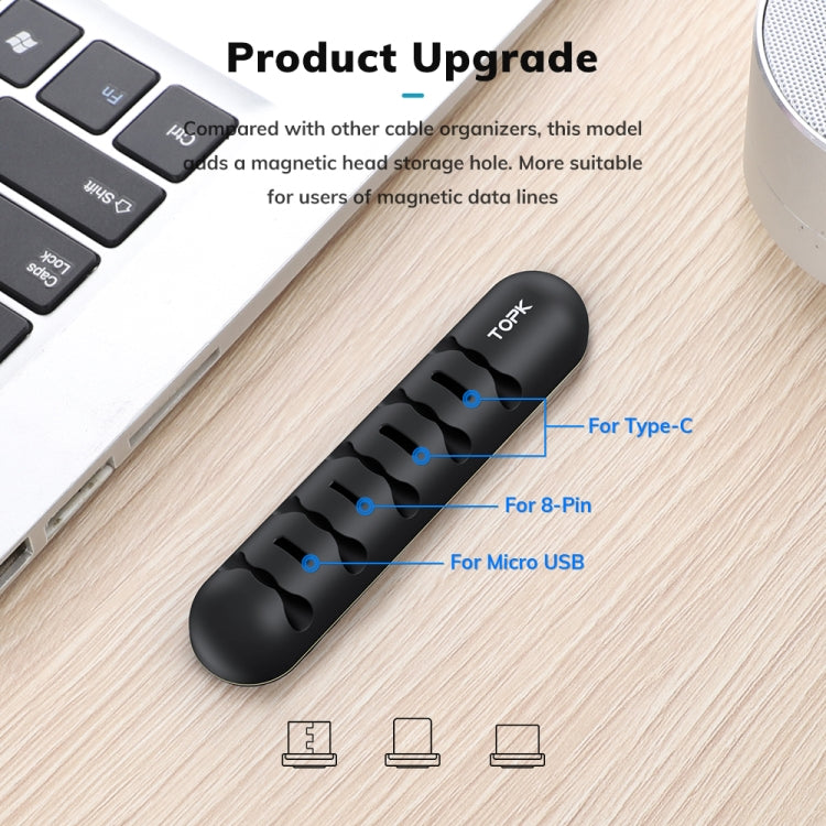 TOPK L35 Desktop Cable Organizer Data Cable Earphone Storage Cable Fixer Magnetic Head Storage Cable Organizer - Cable Organizer by TOPK | Online Shopping South Africa | PMC TechLife