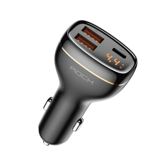 ROCK C301 60W Smart Digital Display Three Ports Car Charger(Black) - Car Charger by ROCK | Online Shopping South Africa | PMC Jewellery