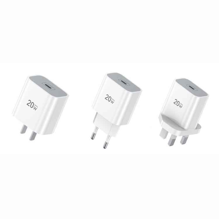 TOTUDESIGN CACQ-011 Glory Series 20W Type-C / USB-C Fast Charging Travel Charger Power Adapter, UK Plug(White) - USB Charger by TOTUDESIGN | Online Shopping South Africa | PMC Jewellery