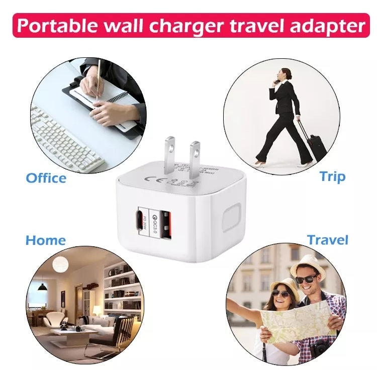 YSY-6087 20W PD + QC 3.0 Dual Ports Travel Charger Power Adapter, EU Plug - USB Charger by PMC Jewellery | Online Shopping South Africa | PMC Jewellery