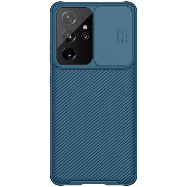 For Samsung Galaxy S21 Ultra 5G NILLKIN Black Mirror Pro Series Camshield Full Coverage Dust-proof Scratch Resistant Phone Case(Blue) - Galaxy Phone Cases by NILLKIN | Online Shopping South Africa | PMC Jewellery