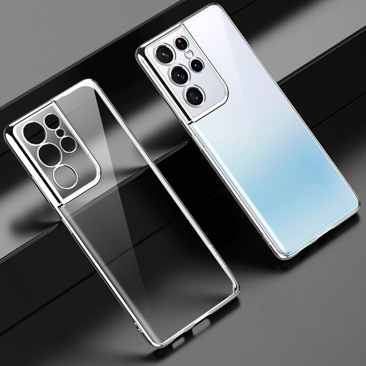 For Samsung Galaxy S21 Ultra 5G SULADA Shockproof Plating Silicone Transparent Protective Case(Silver) - free shipping - PMC TechLife - Order now!
