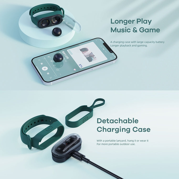 Remax TWS-15 Bluetooth 5.0 Portable Wristband Style True Wireless Stereo Earphone(Black) - free shipping - PMC TechLife - Order now!